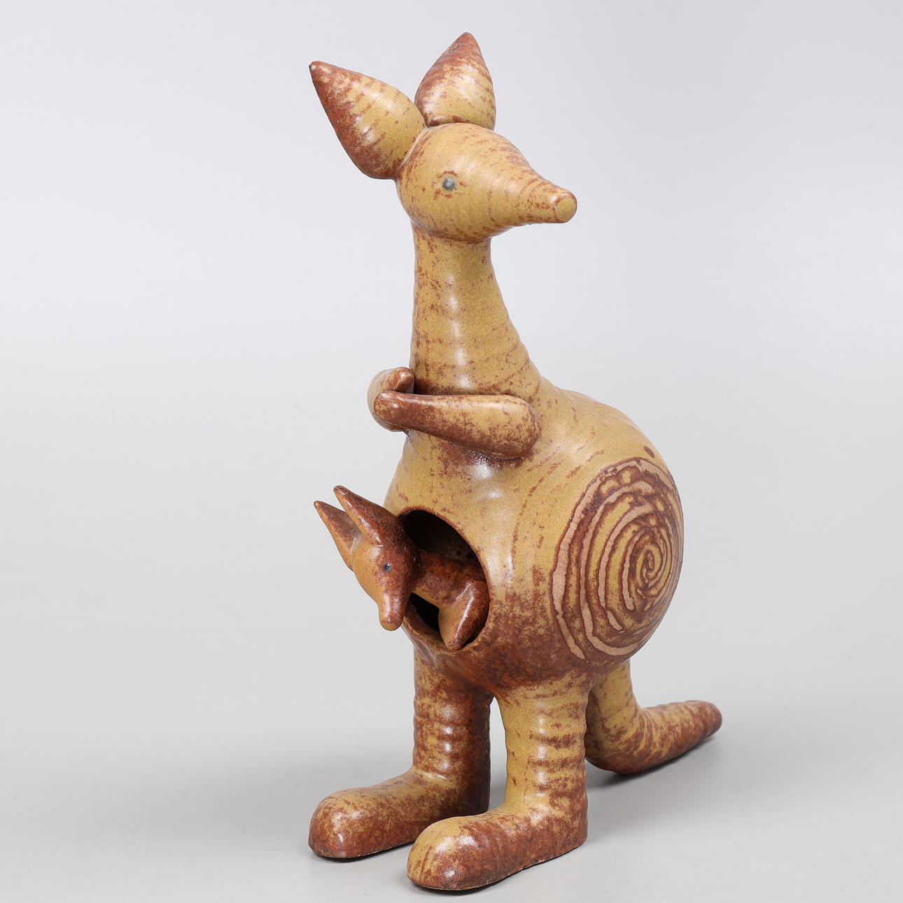 LISA LARSON. Figurine, “Kangaroo with cub”, stoneware, from the series “Stora Zoo”, Gustavsberg.