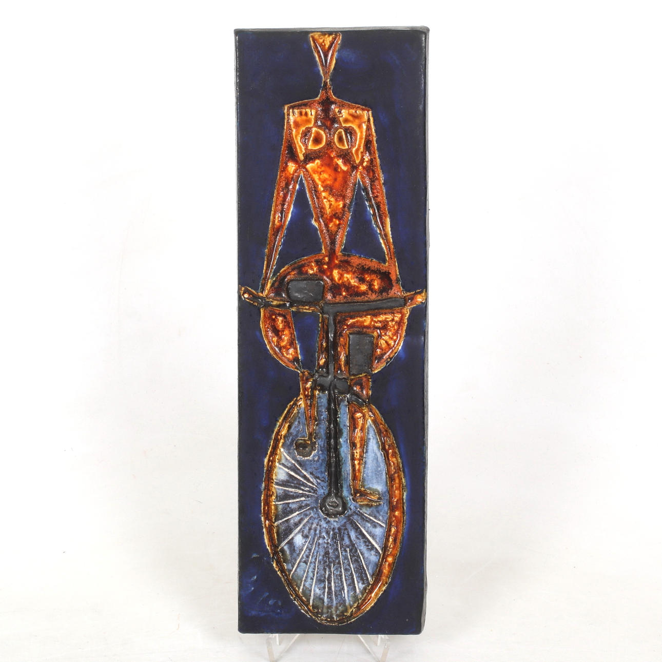 HELMUT FRIEDRICH SCHÄFFENACKER. Wall plaque, Cyclist, ceramics, Germany.