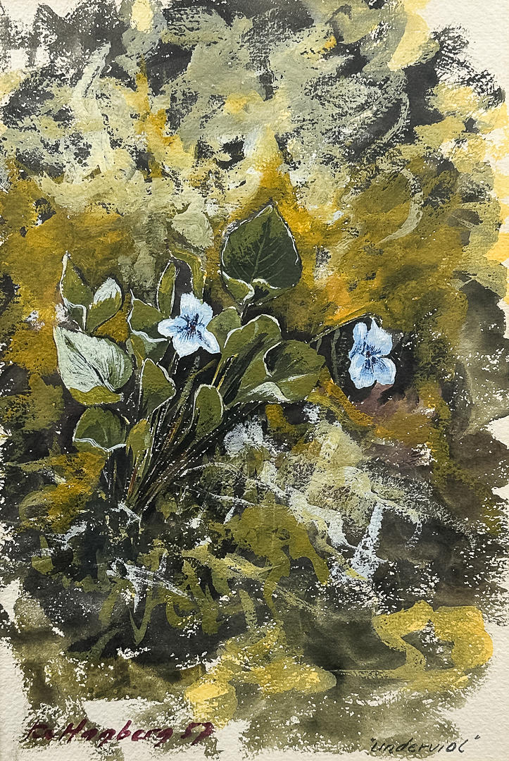 KARL-ERIK HAGBERG. WATERCOLOUR, “Underviolet”, signed, dated-57.