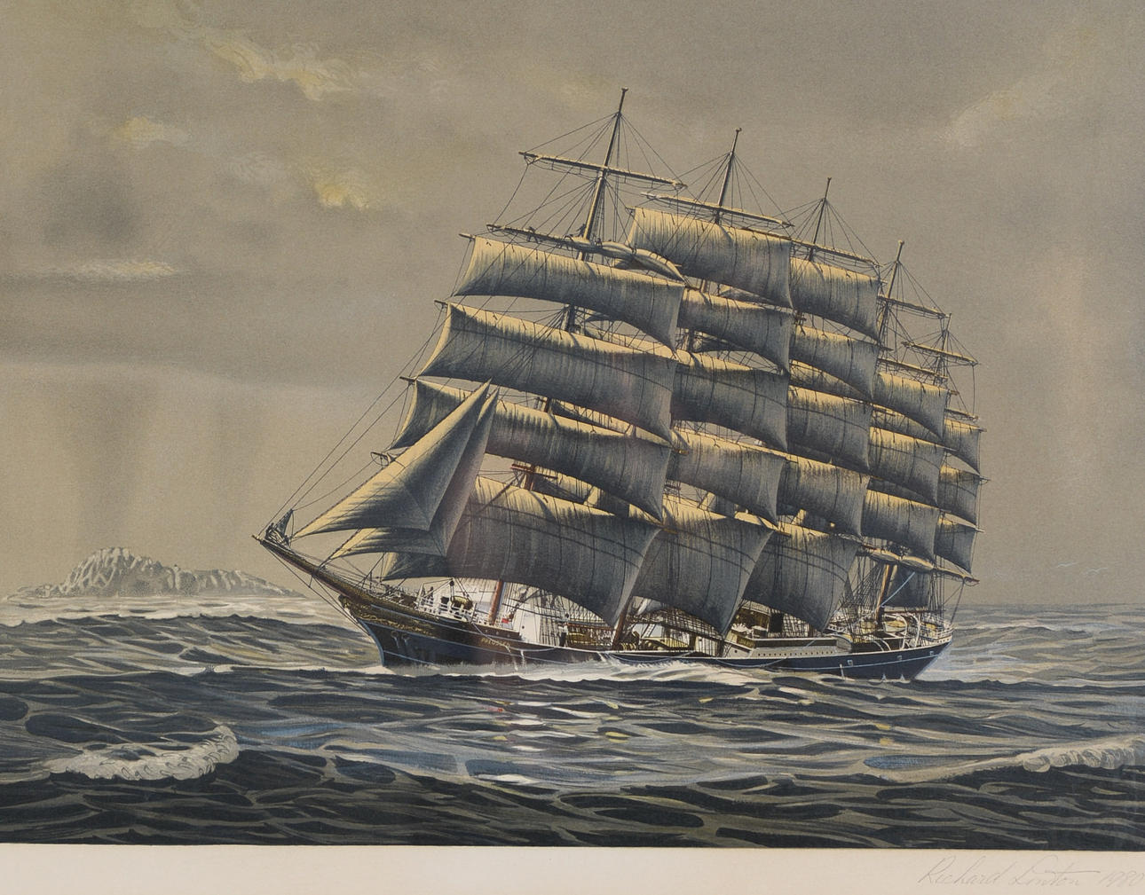 RICHARD LINTON. “Rounding the Horn”, lithograph in colour, signed and dated 1980.