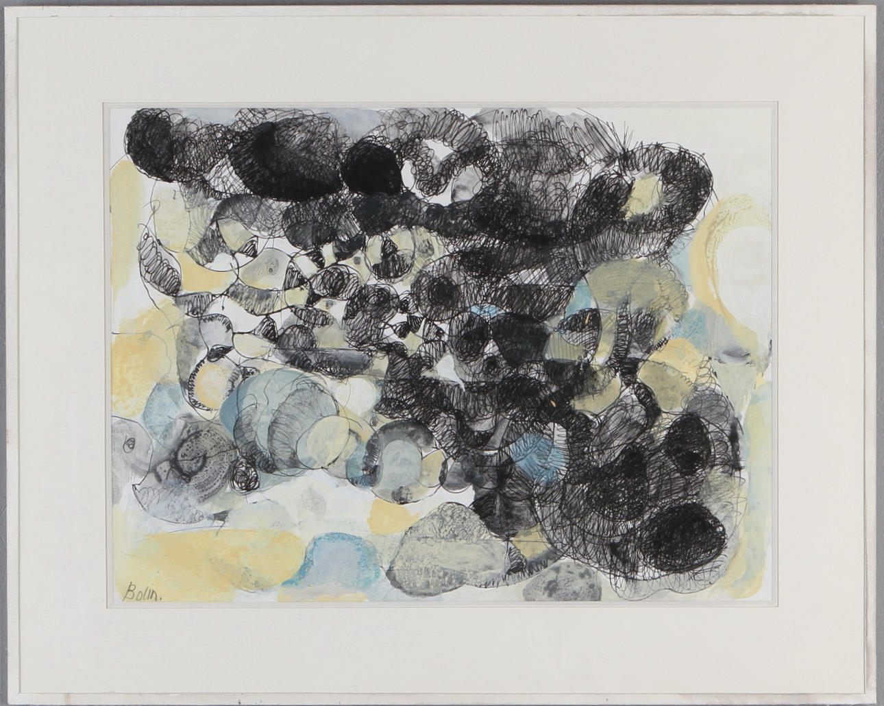 GUSTAVE BOLIN. Komposition, blandteknik, signerad.