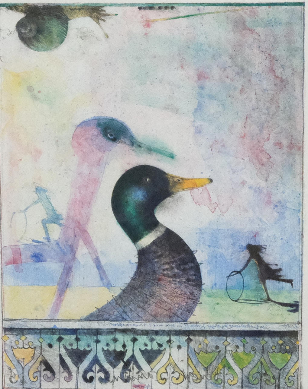 BENGT LANDIN. COLOR LITHOGRAPHY, DUCKS.