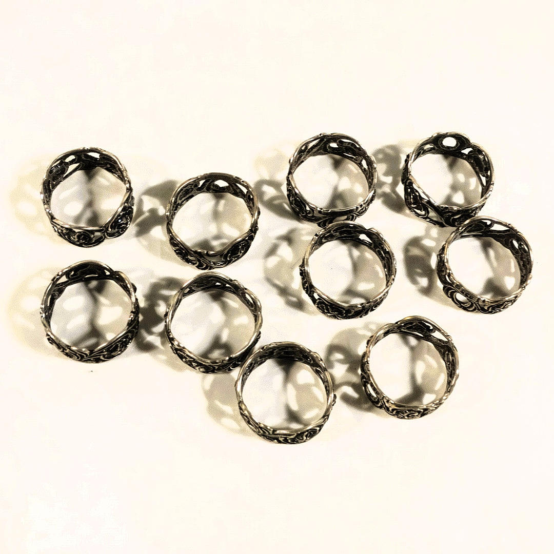 TEN NAPKIN RINGS, 835/silver.
