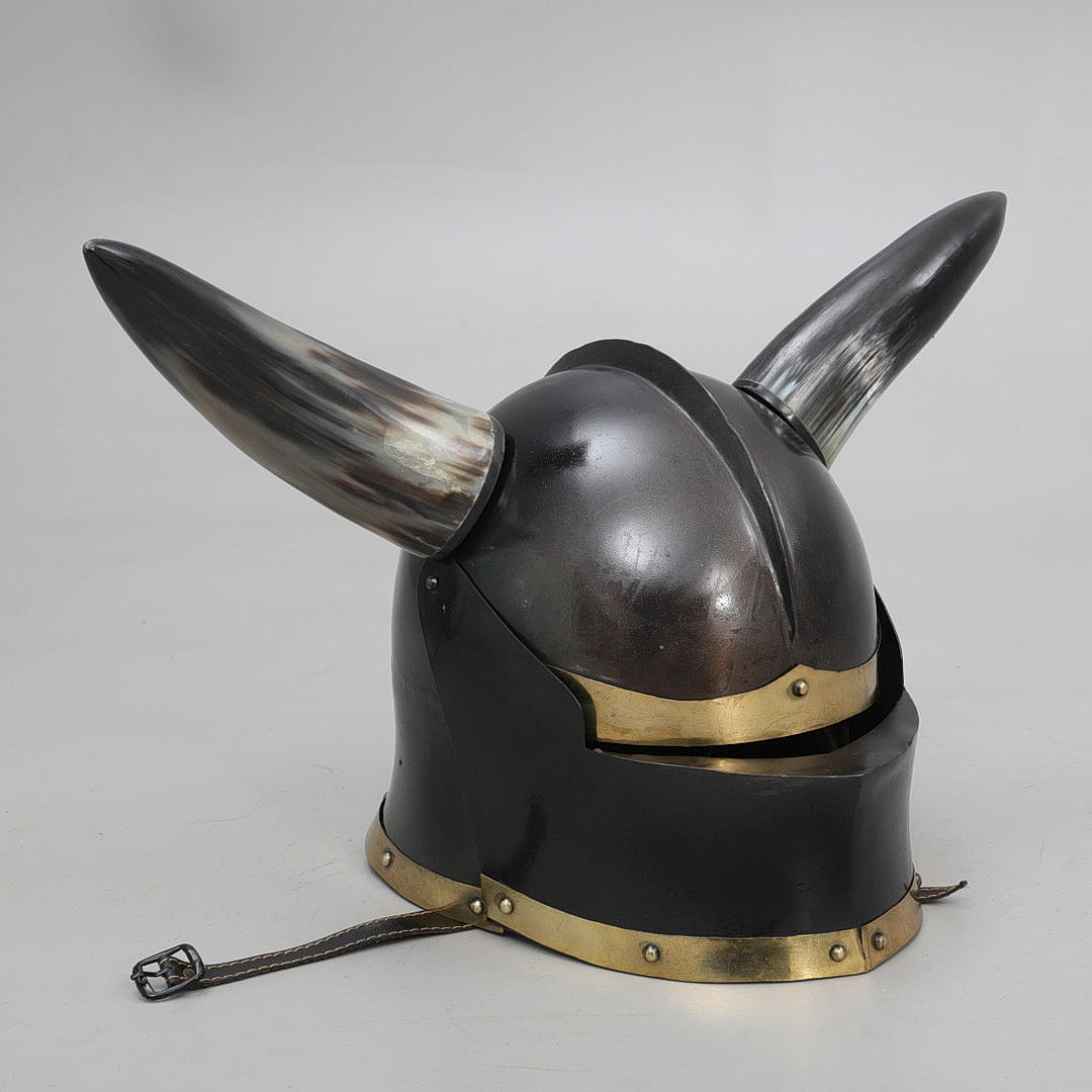 GOTHIC HELMET with horns, contemporary replica.