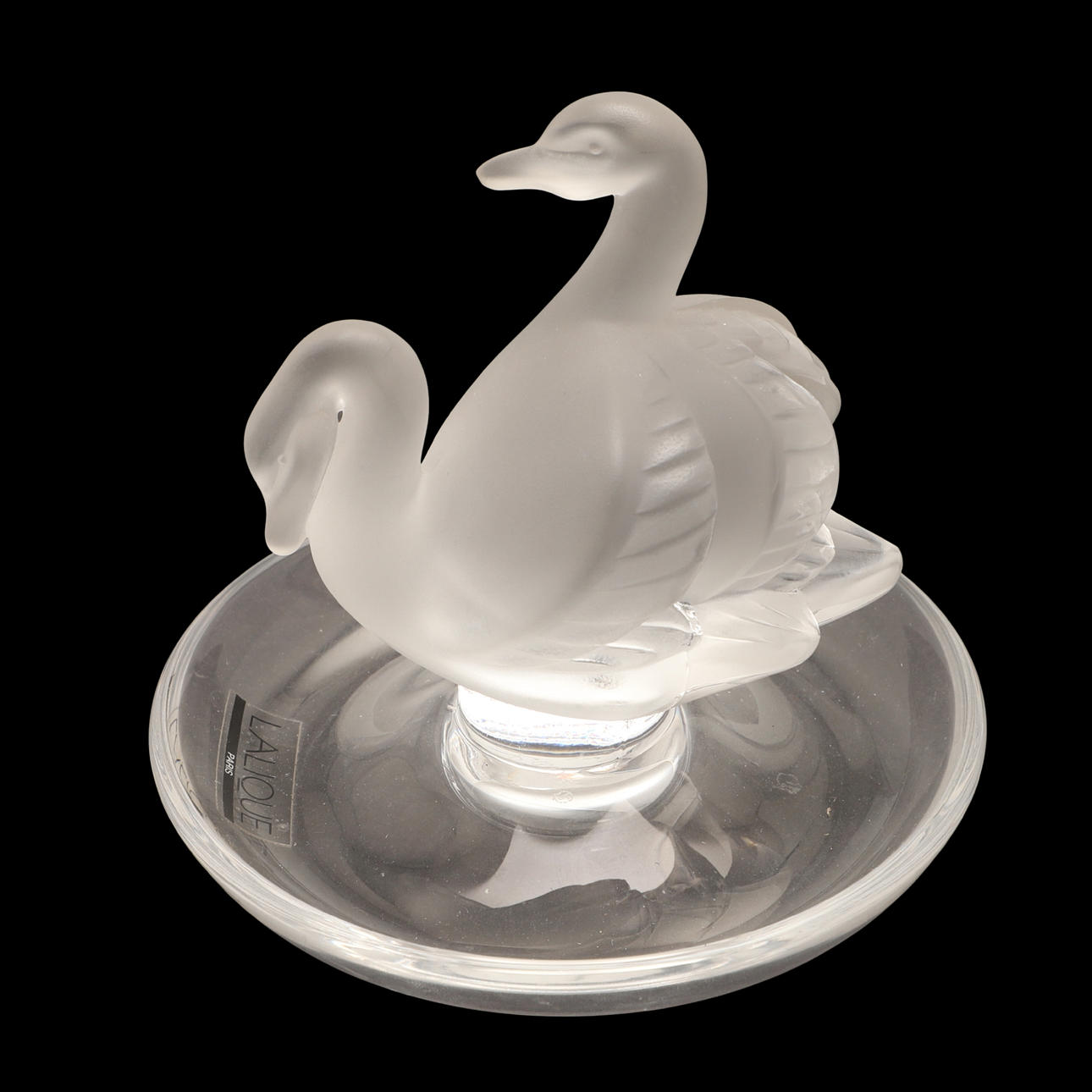 A CRYSTAL LALIQUE CENDRIER, CYGNES.