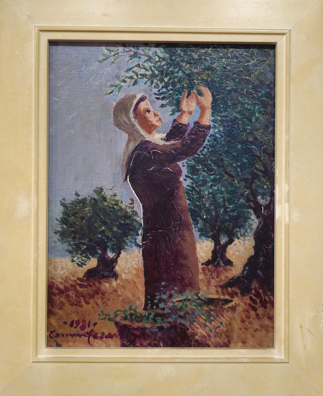 FIELD WORK. SIGNED BY COMMELERAN. OIL ON TABLETS.