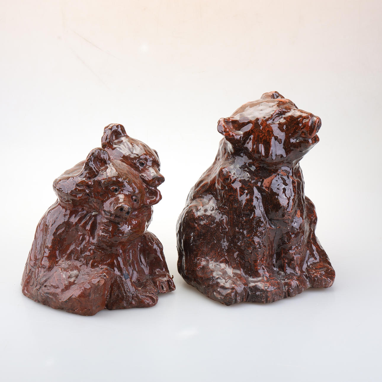 TWO SCULPTURES, glazed concrete, contemporary.