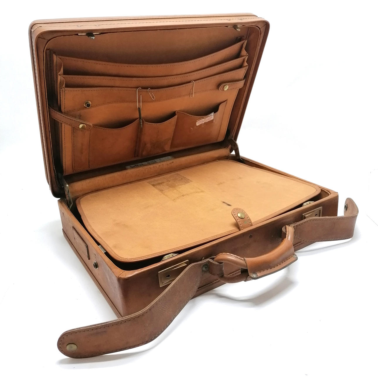 * VINTAGE HARTMANN BAGAGE BRUN LÄDERATTACHEVÄSKA.