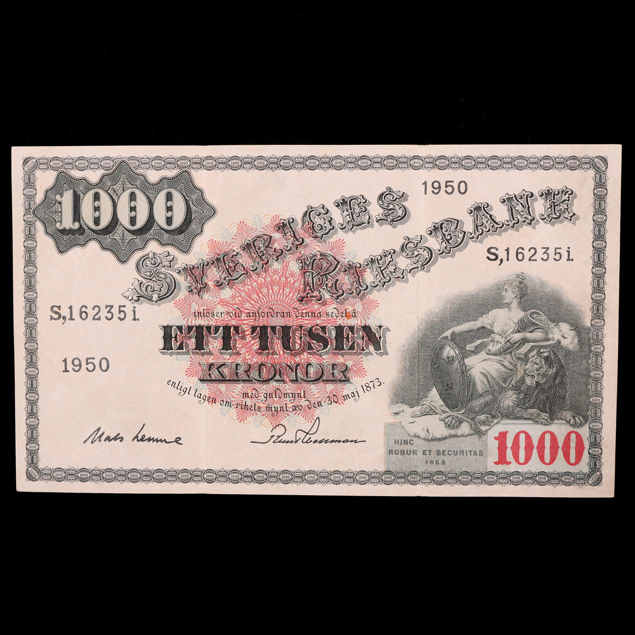 Eine Banknote, 1000 kronor, Schweden, 1950.