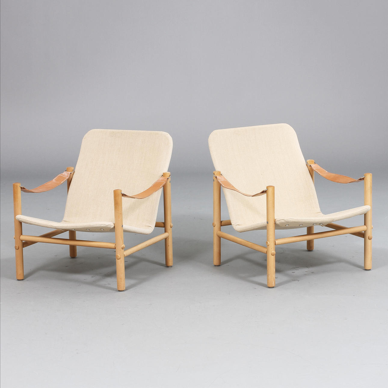 FÅTÖLJER "JUNKER", ett par, safarimodell. Bror Boije för Dux.