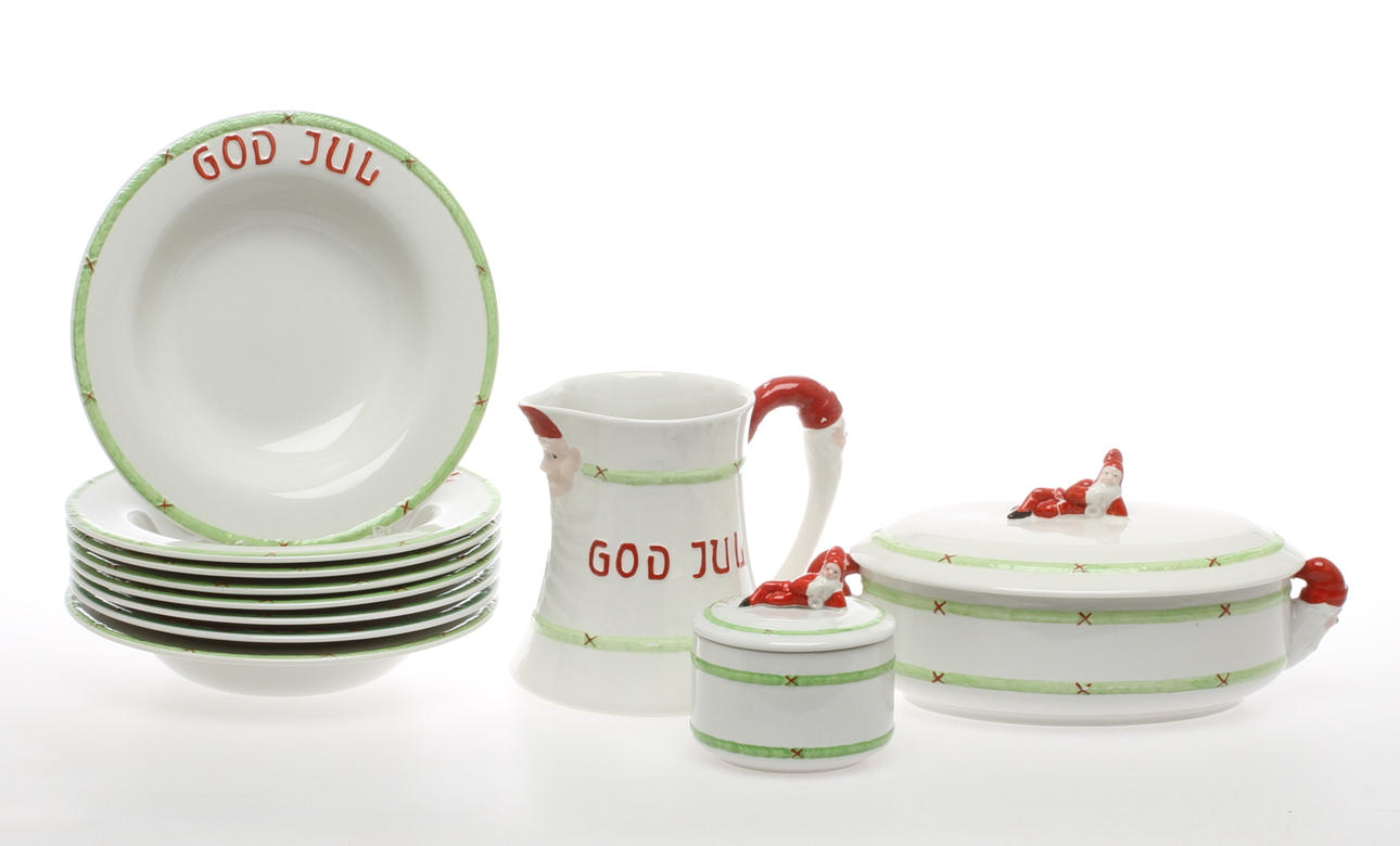 JULSERVIS, 11 delar, porslin, "God Jul", Gustavsberg.