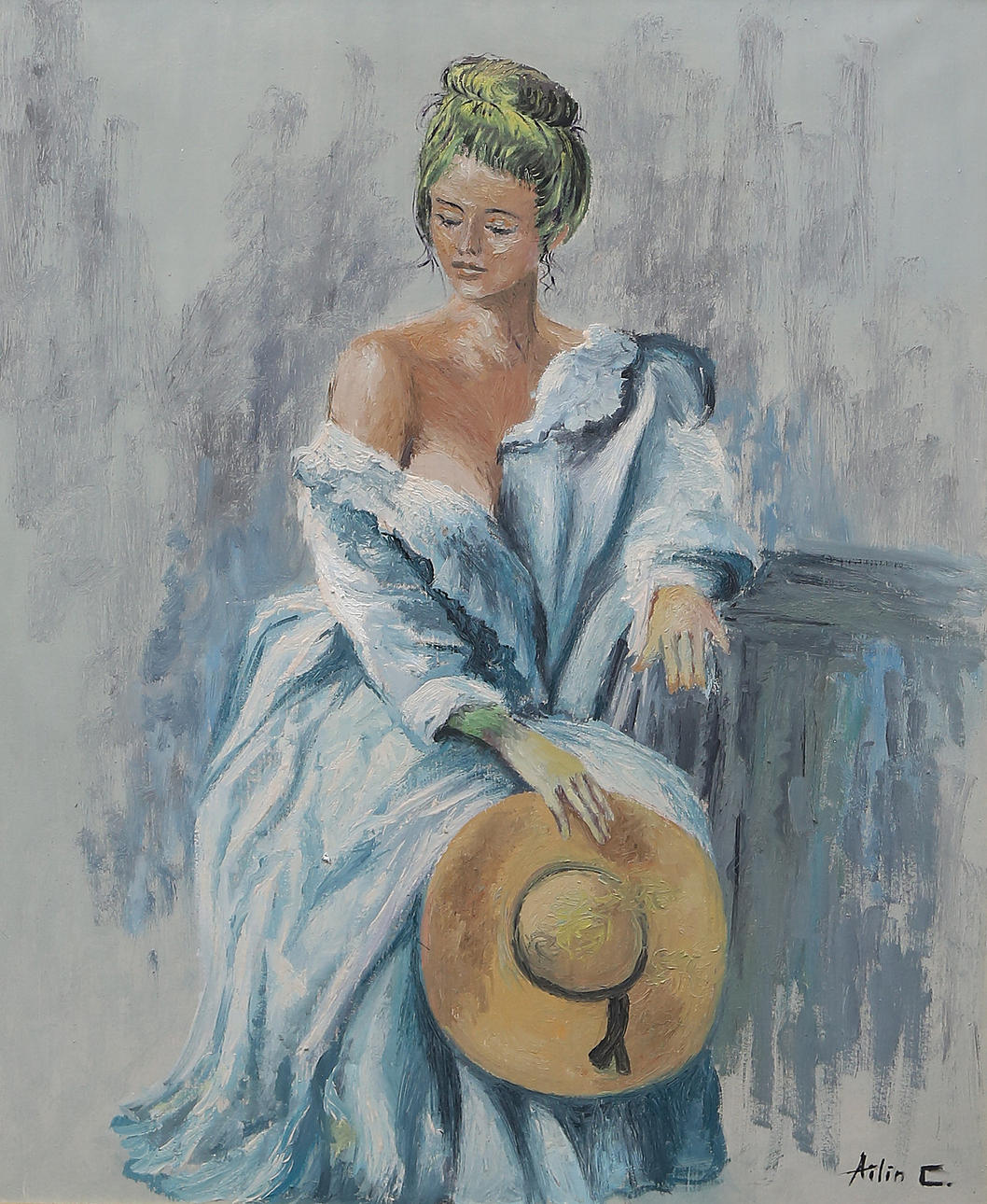 SPANISH SCHOOL, 20TH CENTURY. En ung kvinde.