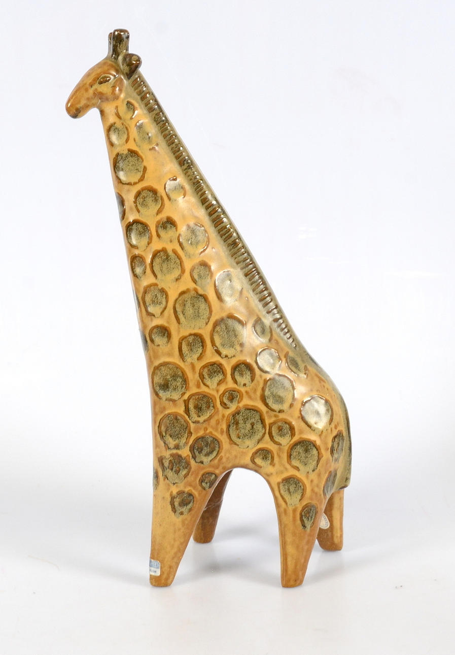 LISA LARSON. Figurin i stengods, giraff, Gustavsberg.