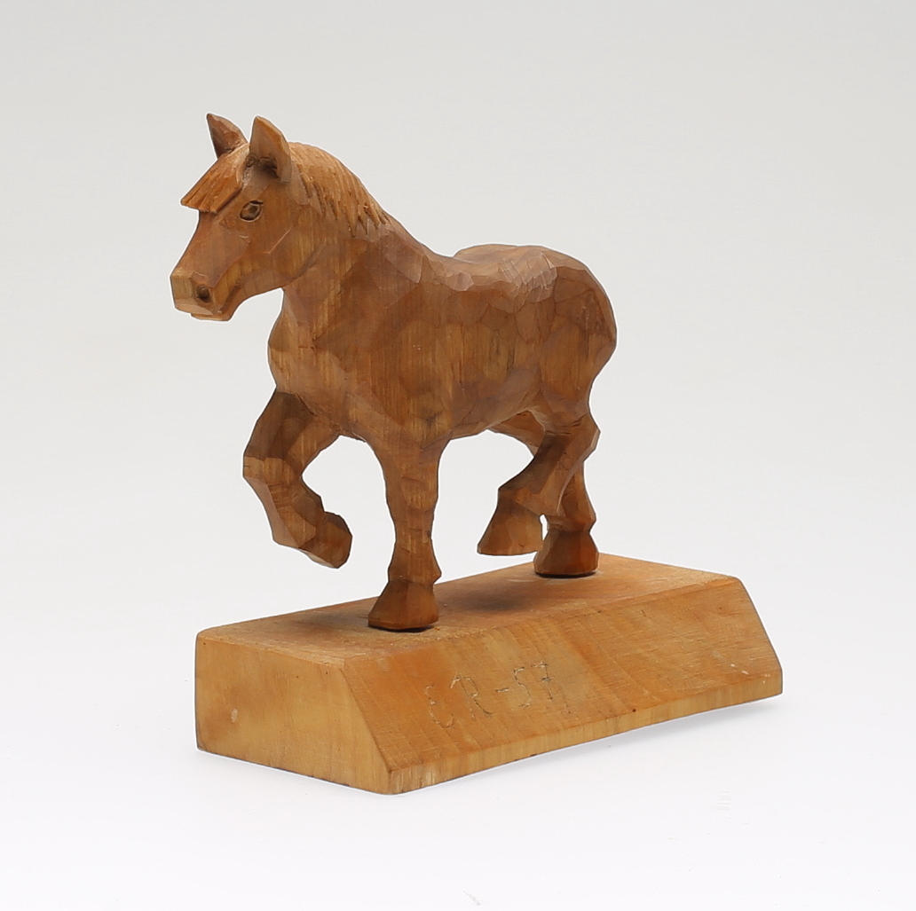 TRÄSKULPTUR, monogramsignerad E R (möjligen Erik Reimhult) och daterad '57.