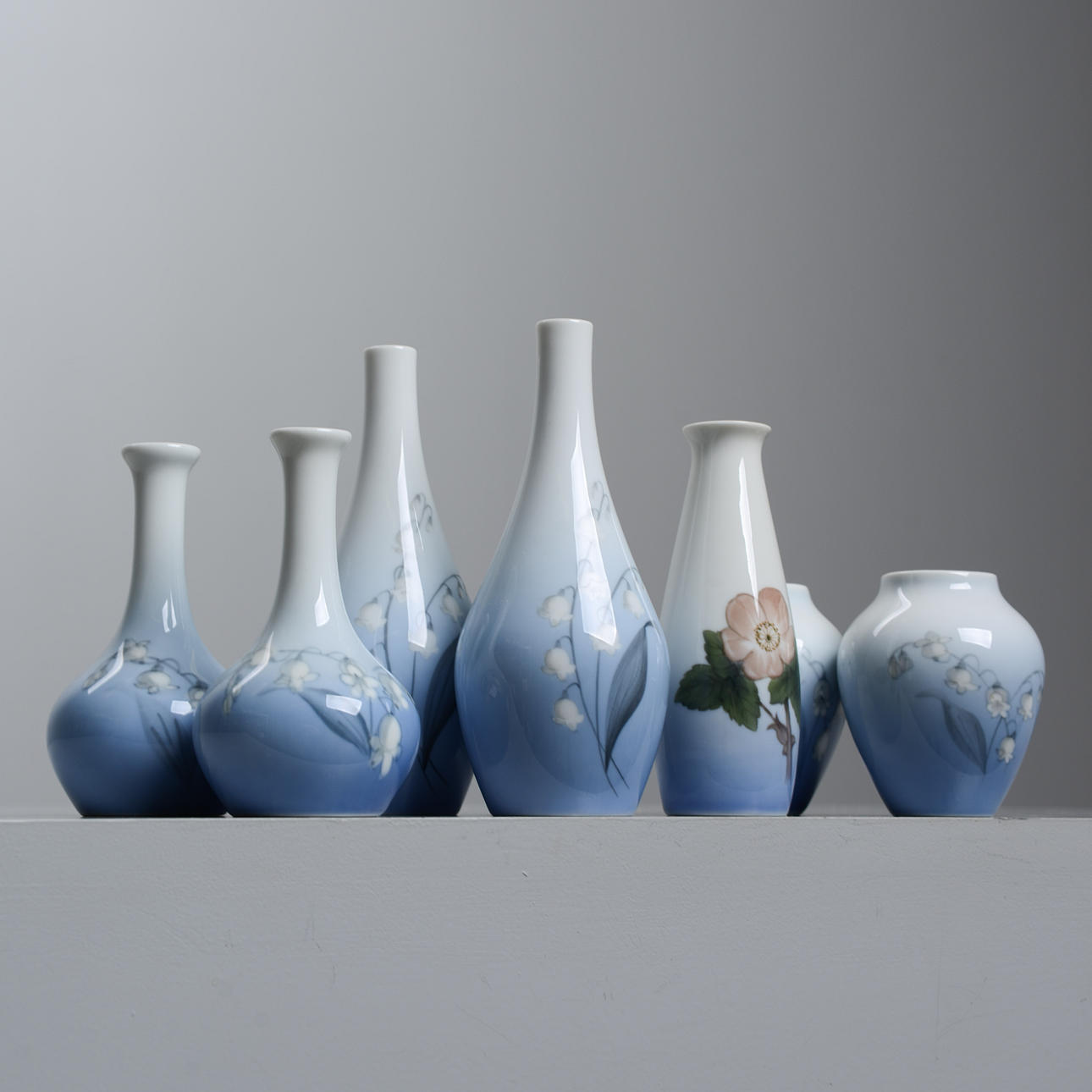 BING & GRÖNDAHL, 7 porcelænsvaser, Danmark.