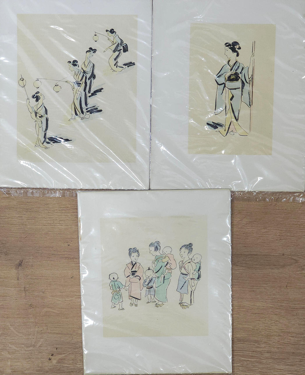Three hand-colored lithographs from Madame Chrysanthème.