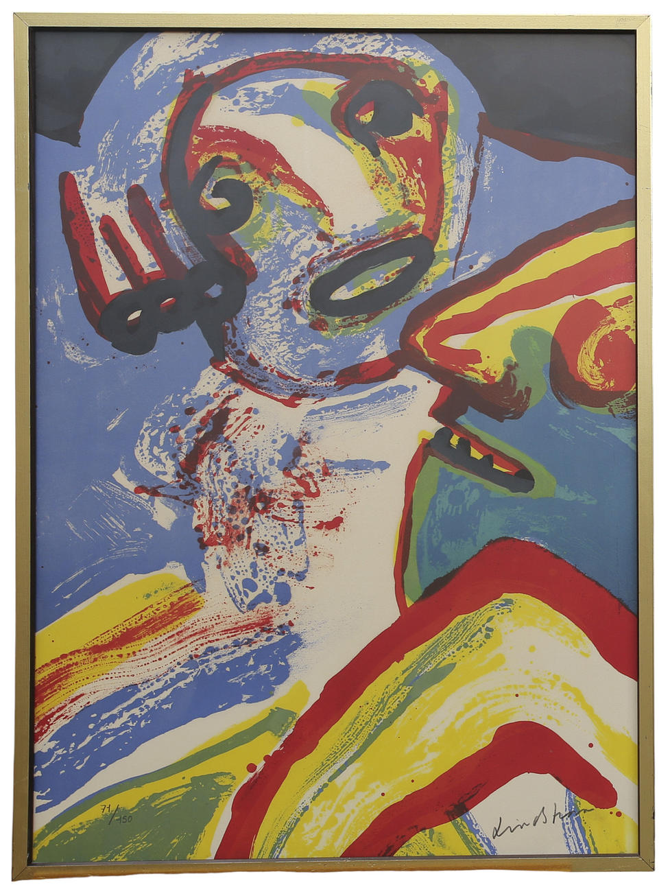 BENGT LINDSTRÖM. , lithograph in colours, two figures, numbered 71/150, signed.