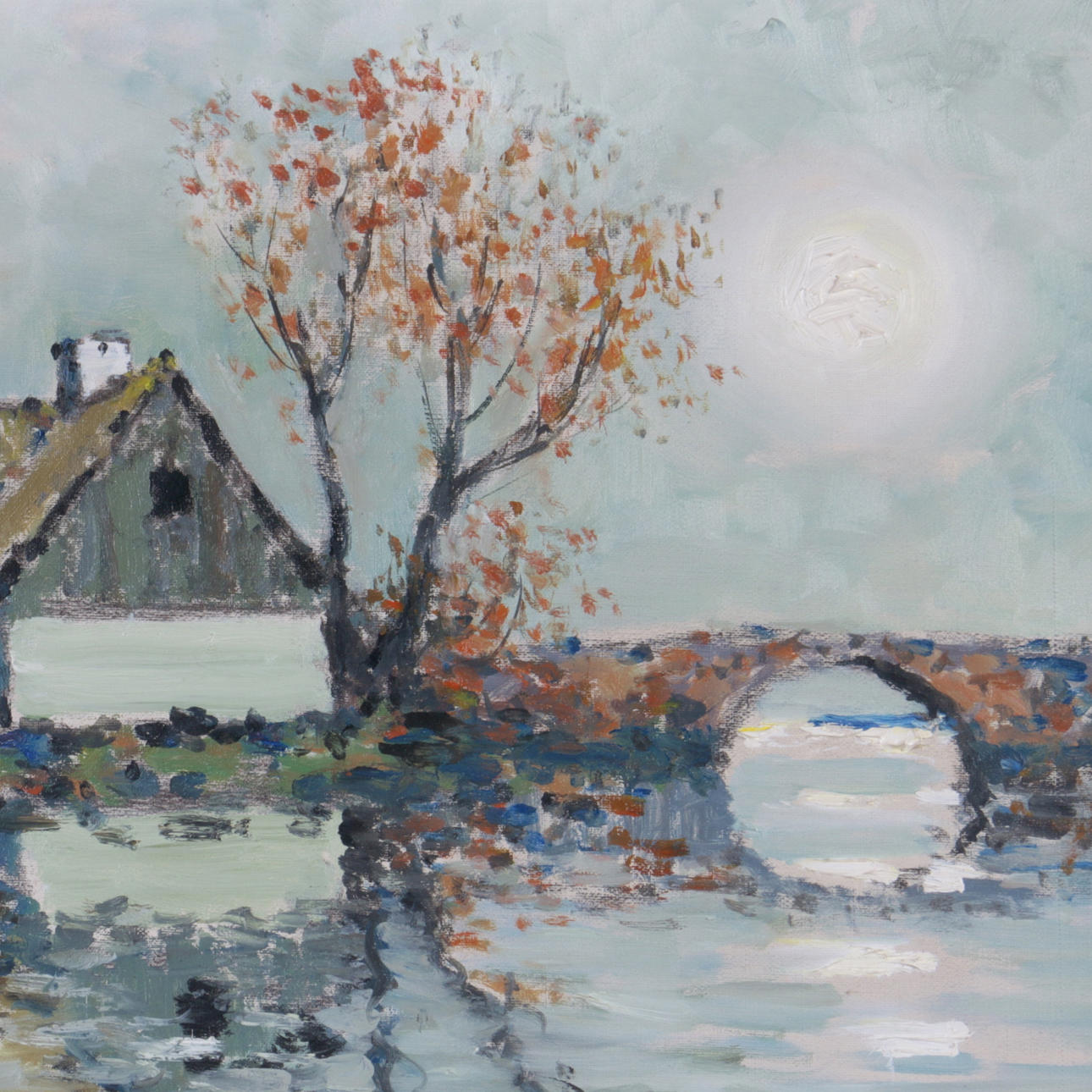 YO JOHANSSON. Olja på duk, sommarnatt, signerad.