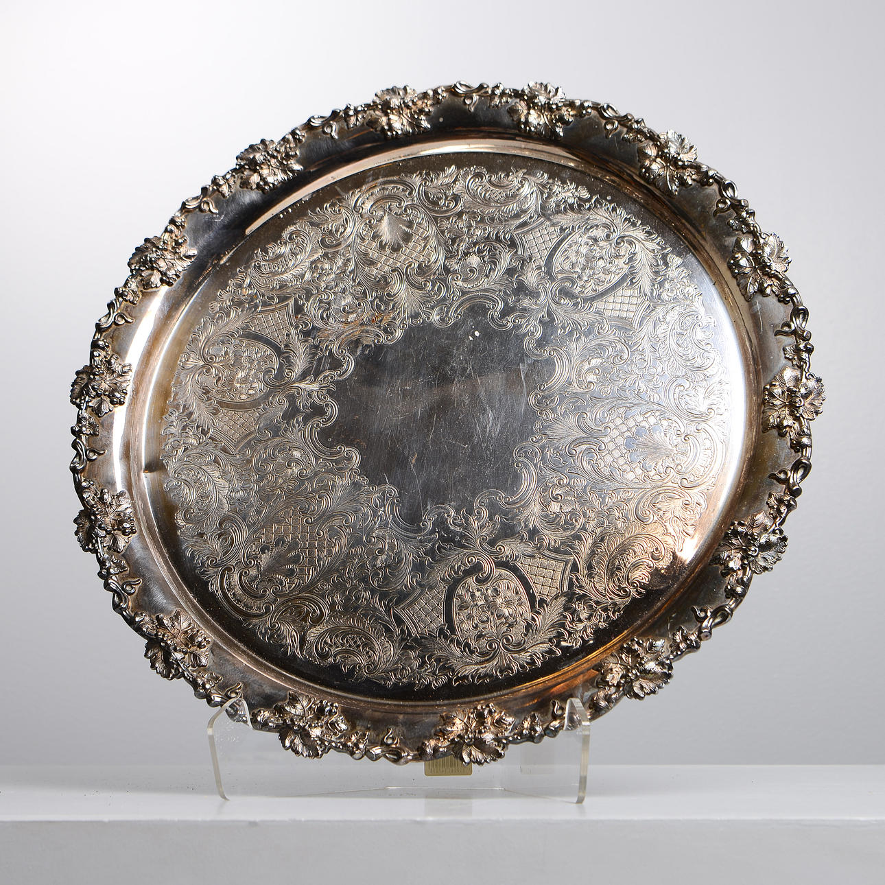 HMS AF CHAPMAN, nickel silver tray, neo-rococo style, dated 1934.