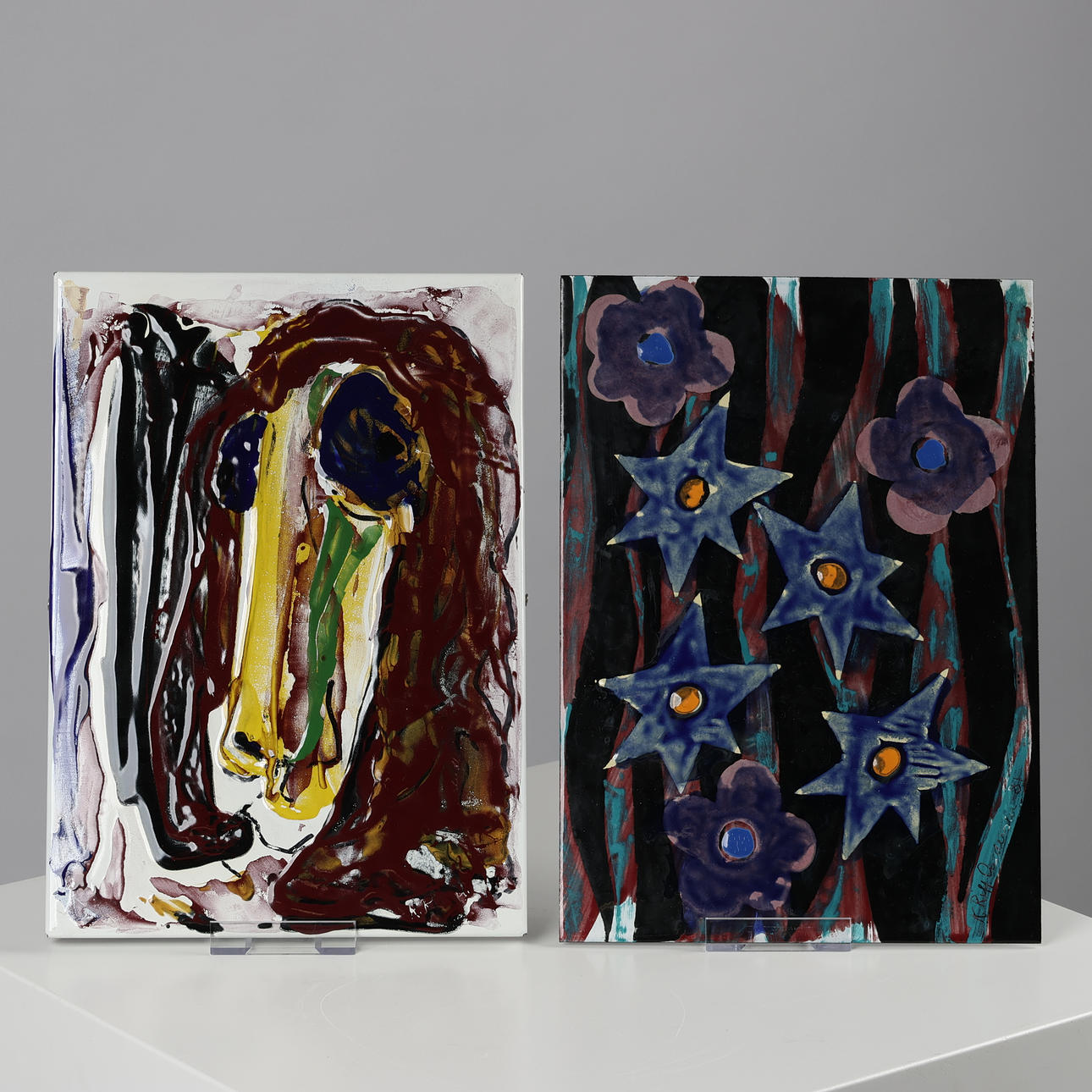 KJELD RIFF ANDERSEN (1920-2008). Two compositions, 'Head' and untitled, enamel on metal (2).
