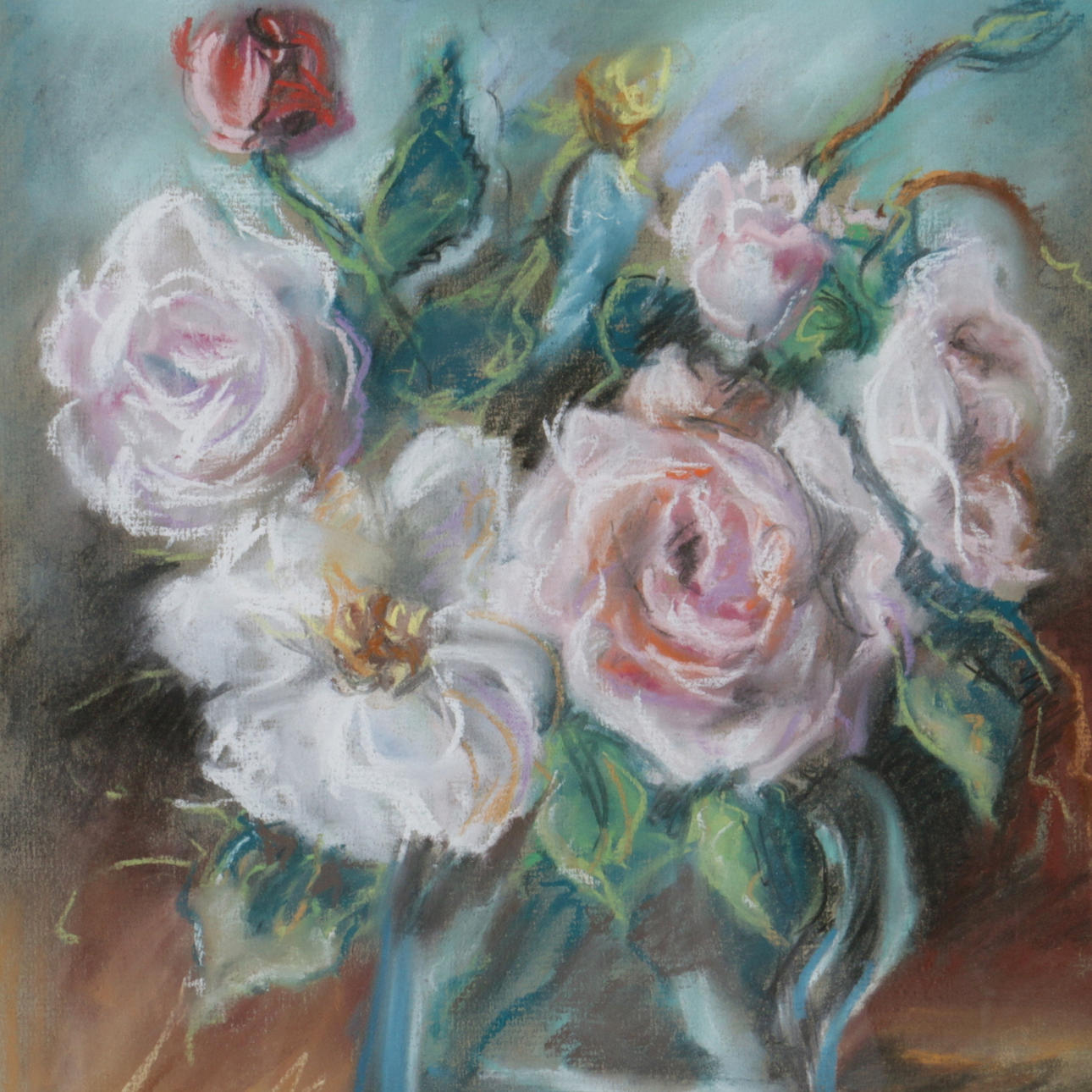 RICHARDIS SÖRVIK. Pastell, blomsterstilleben, signerad.