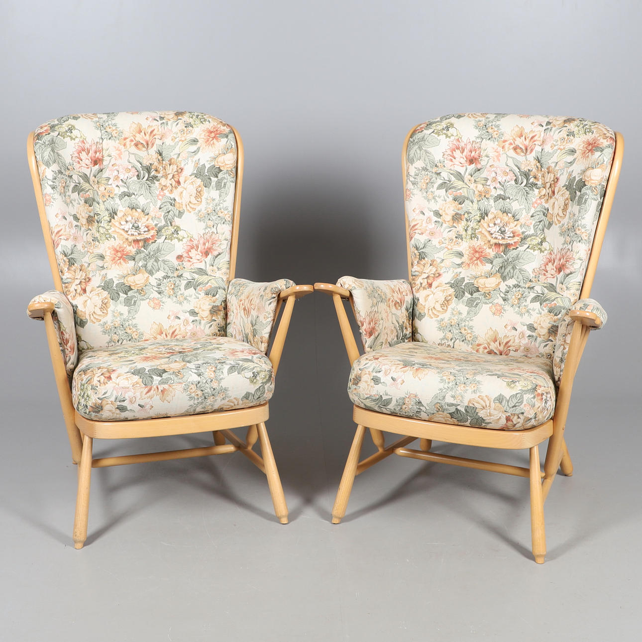 PAIR OF ERCOL ARMCHAIRS.