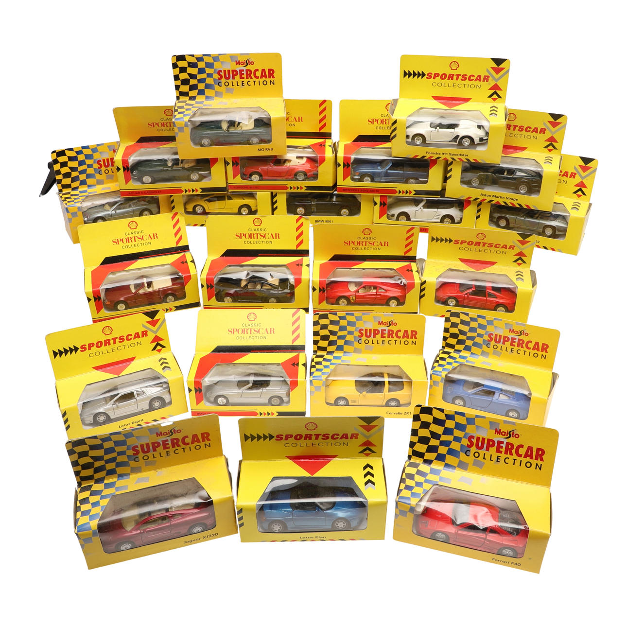 MAISTO & SHELL BOKSEDE TRYKSTØBTE MODELBILER.