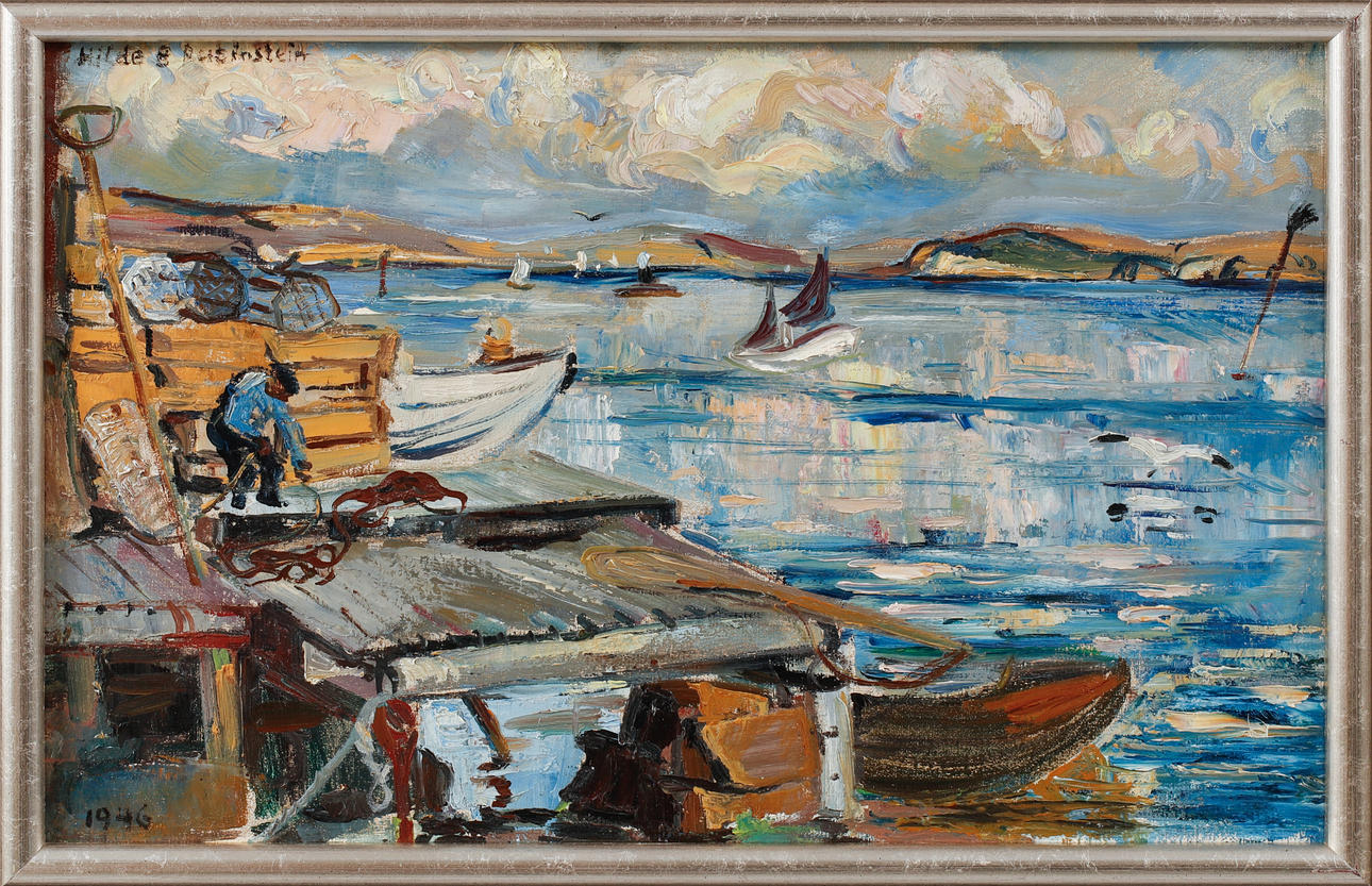 HILDE RUBENSTEIN. “Smögen”, oil on canvas, signed and dated 1946.
