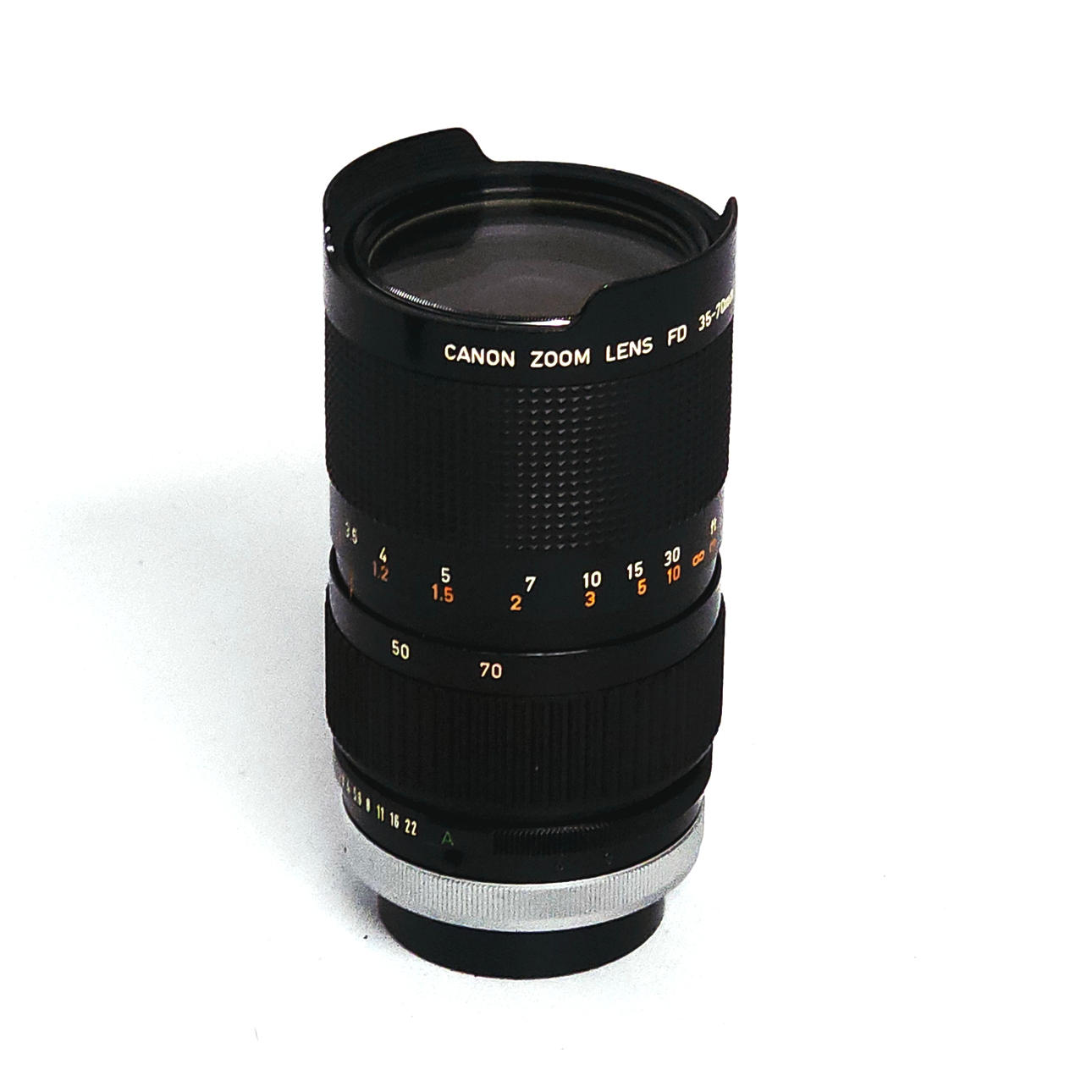 Three Canon lenses of different sizes.