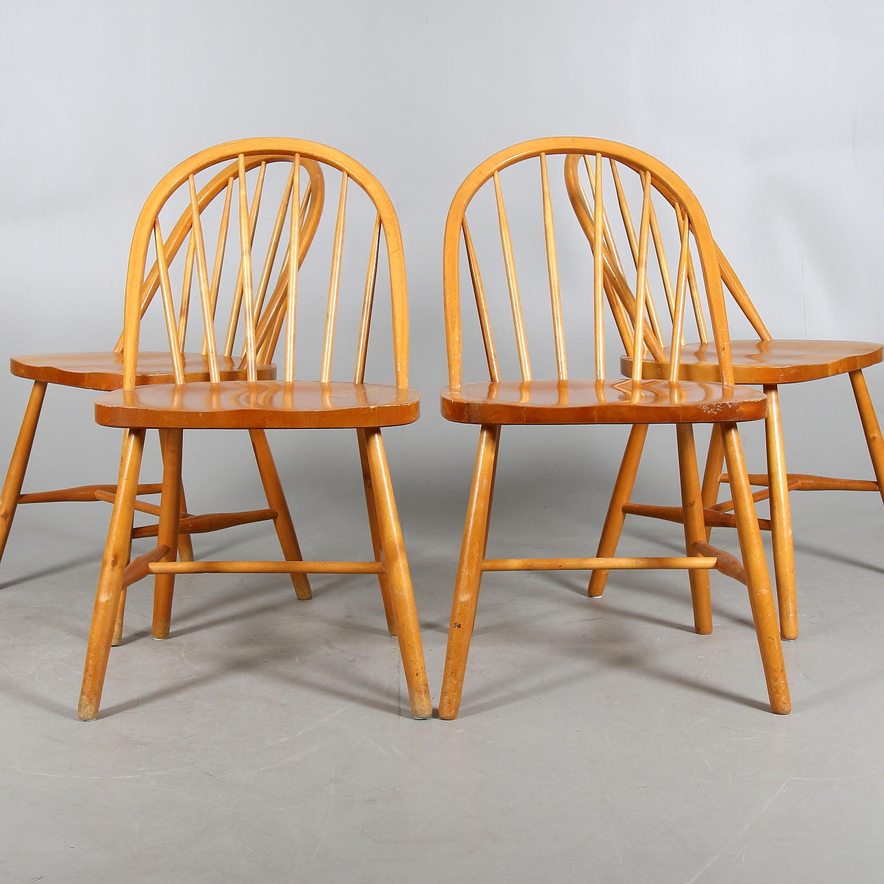 PINNSTOLAR, 4 st, Nässjö stolfabrik, 1900-talets mitt.