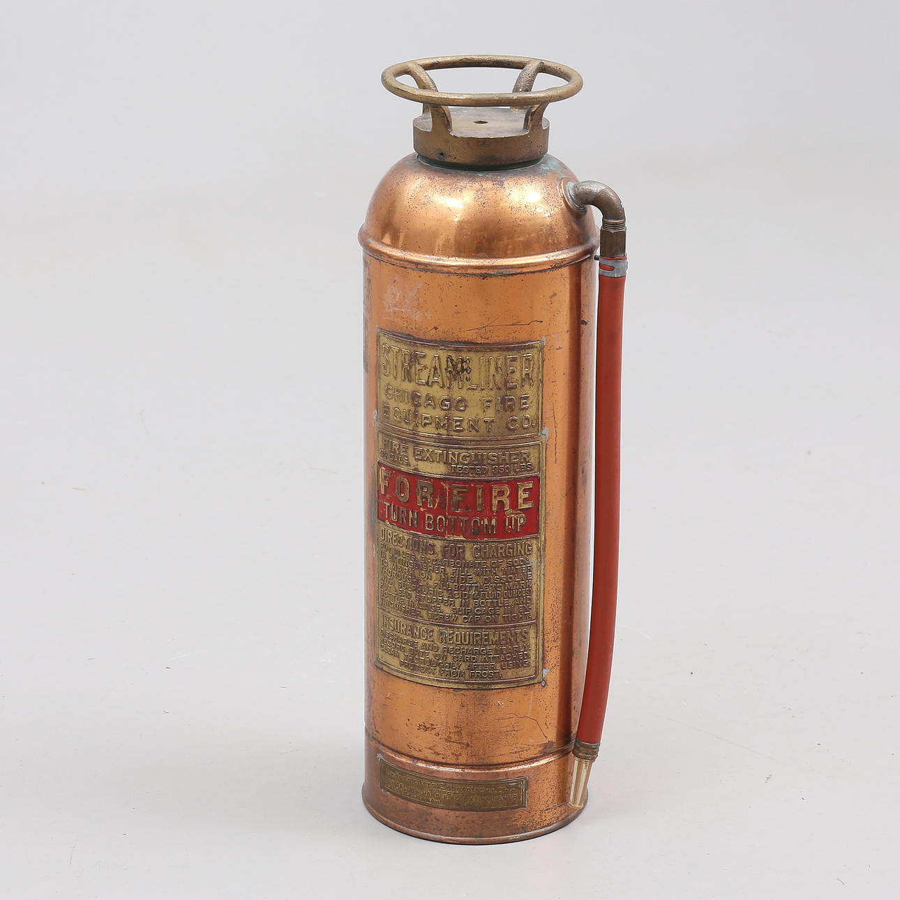 FEUERLÖSCHER. Kupfer/Messing, „Streamliner“, USA.