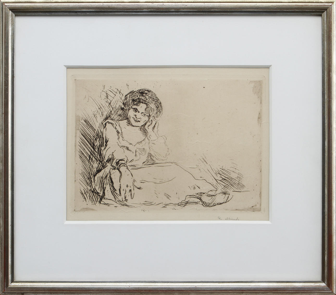 EDVARD MUNCH (1863-1944). "Amanda. Sittande ung kvinne". Etsning. Utförd 1904.