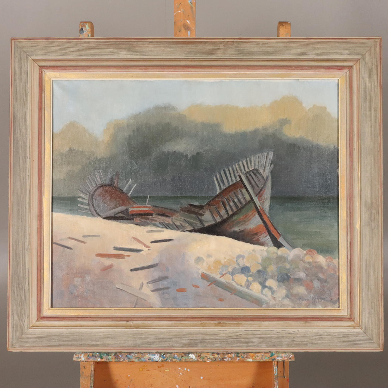 ALBERT KRÜGER. OIL ON CANVAS, signed “V” Öland 1953.