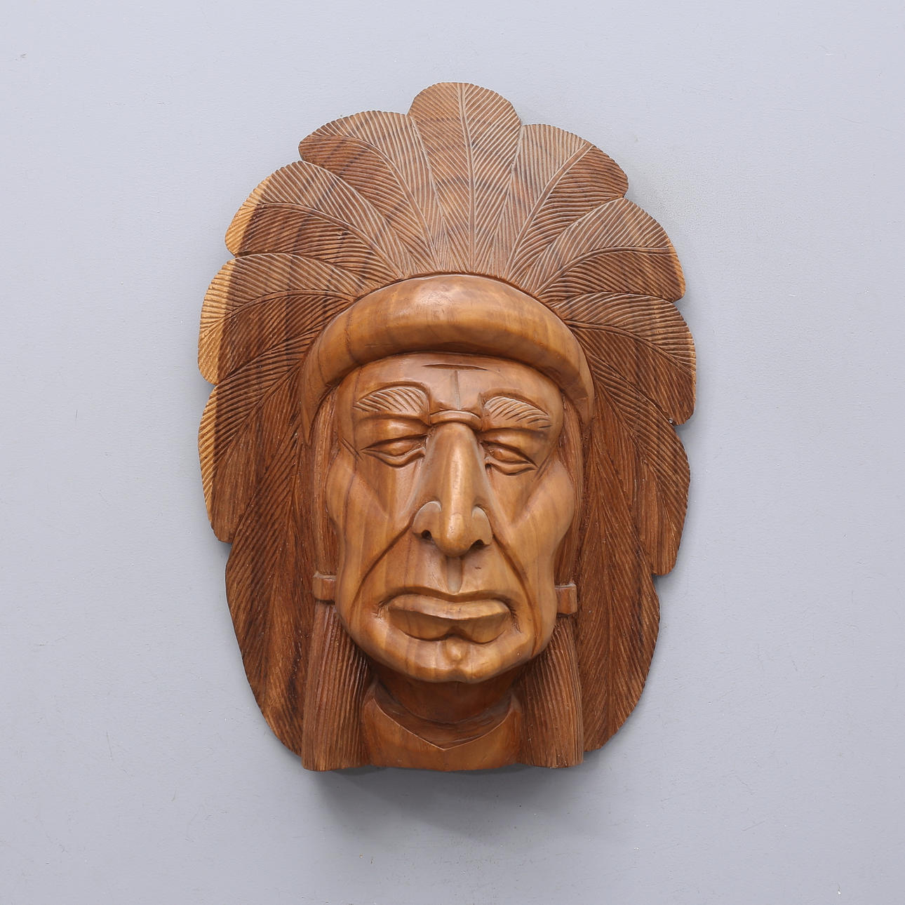 SKULPTUR, trä, indianhuvud.