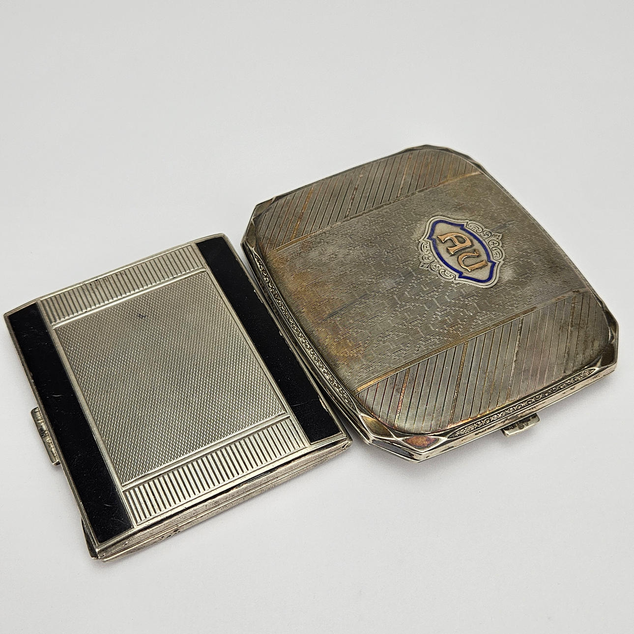 CIGARETTE CASES, 2 pcs, silver, 1900's, weight approx. 200 grams.
