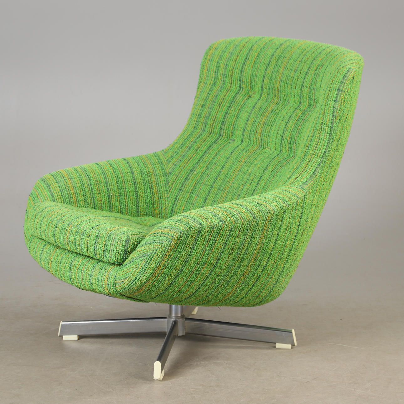 SPINNSESSEL, grüner Textilbezug, 1970er.