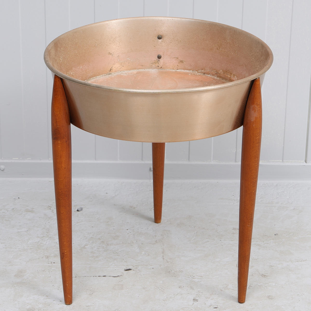 FLOWER TABLE, teak & metal, 1950/60s.