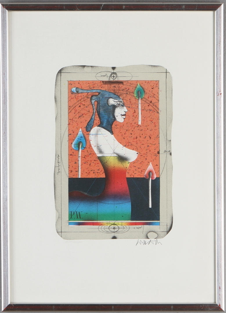 PAUL WUNDERLICH. Komposition, färglitografi, signerad samt numrerad 8871/1000.