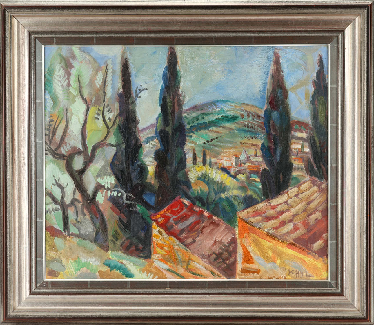 JULES SCHYL. “Avignon”, oil on canvas, signed.