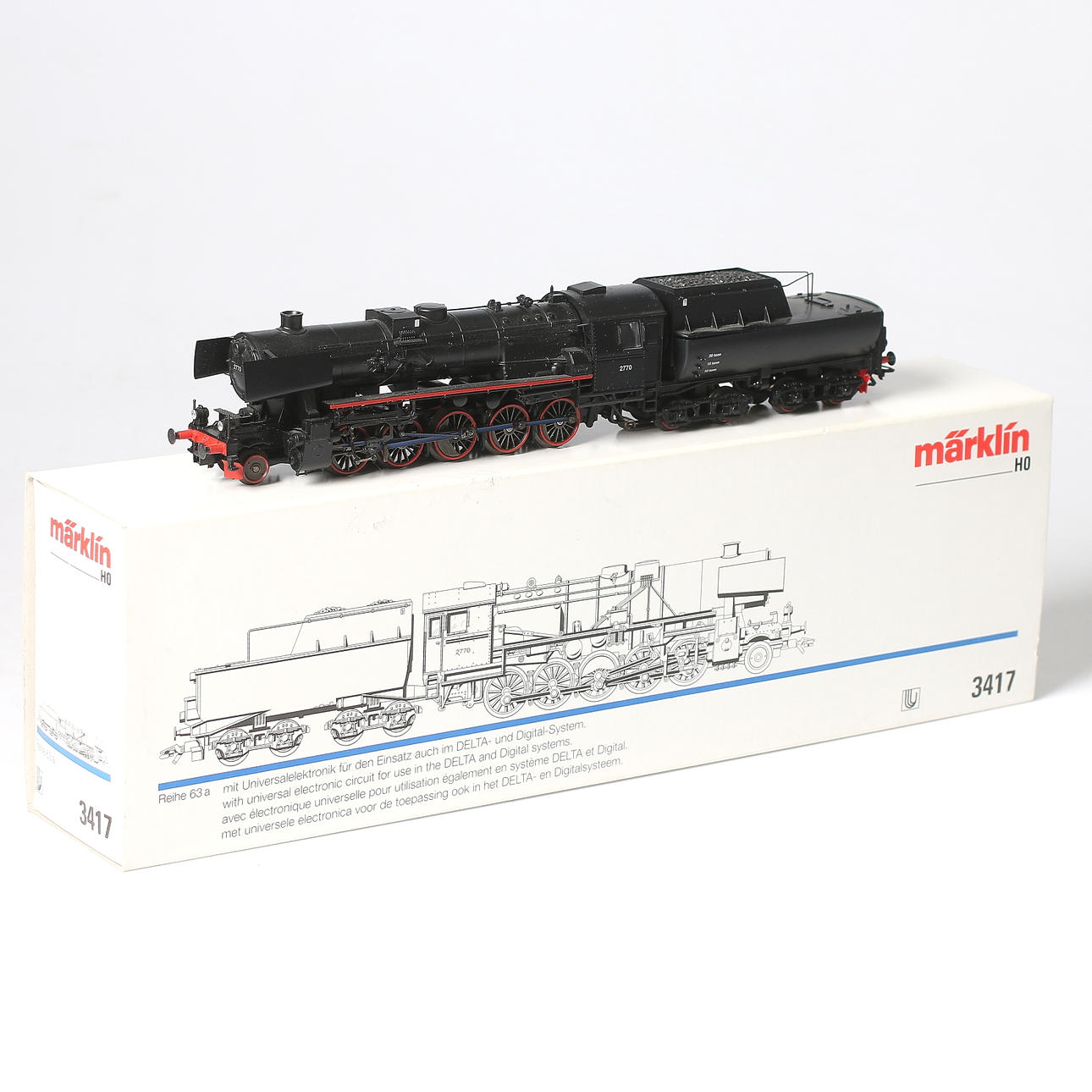 MÄRKLIN, H0, 3417, ånglok med tender, i originalkartong.