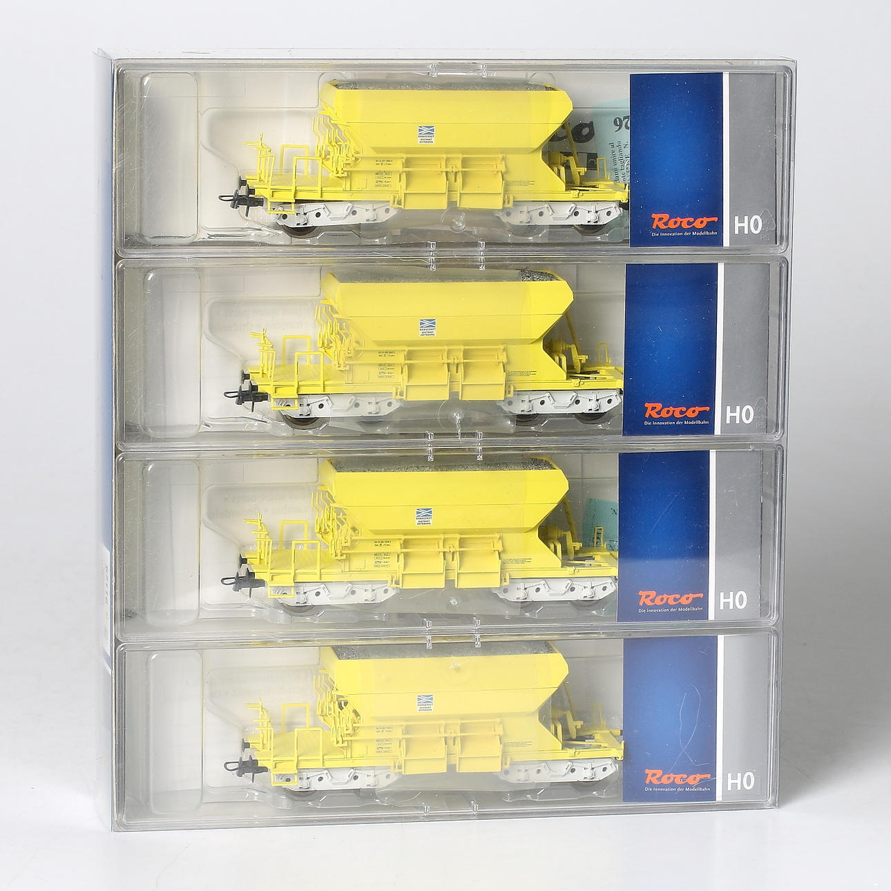 ROCO, H0, 4 st, 44127, SJ, Banverkets makadamvagn, i originalkartong.