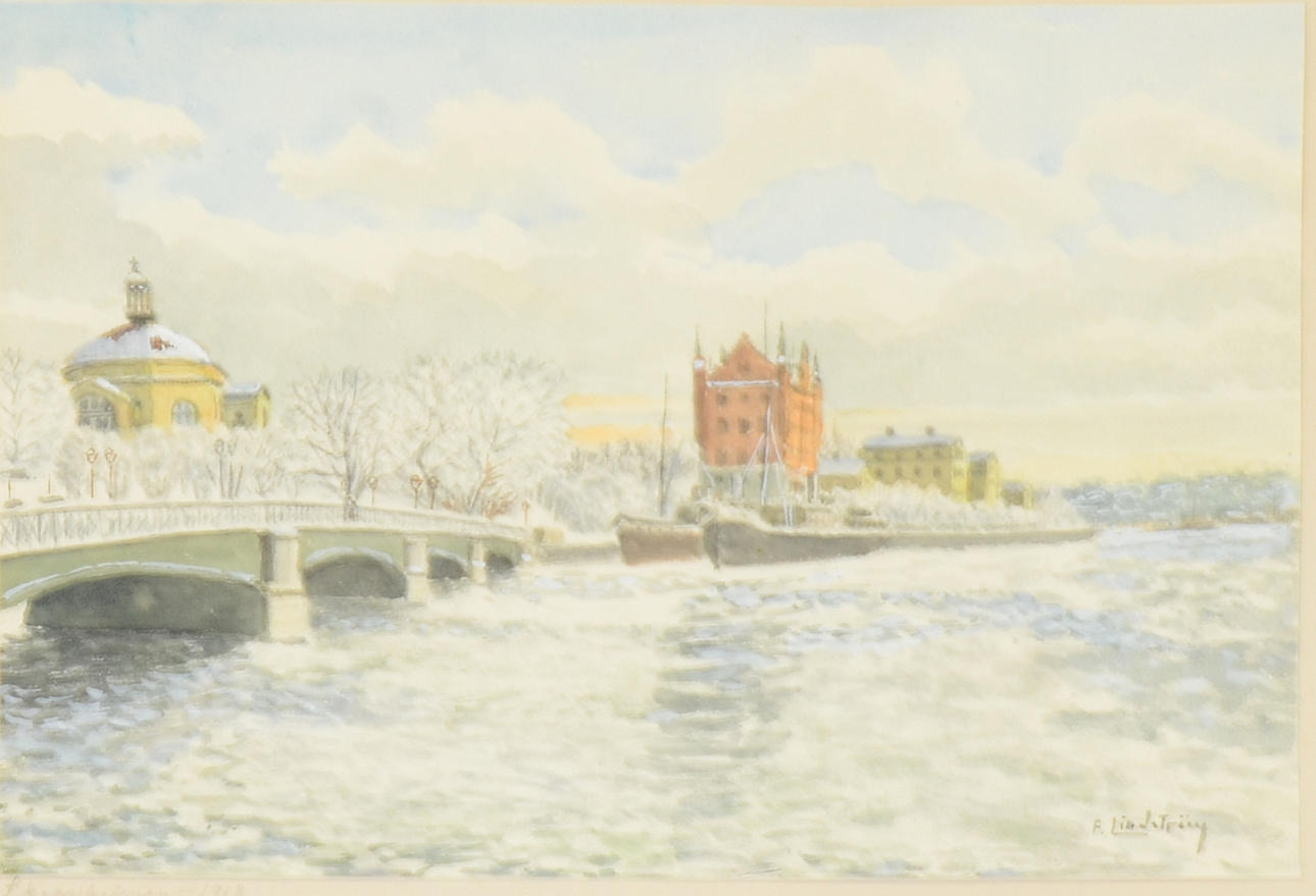 FRITZ LINDSTRÖM. Akvarell.
