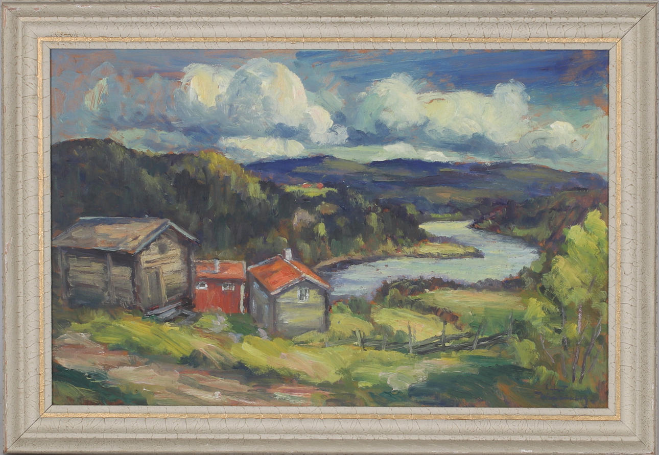 EVERT WERNBERG. River landscape, oil on panel, signed.