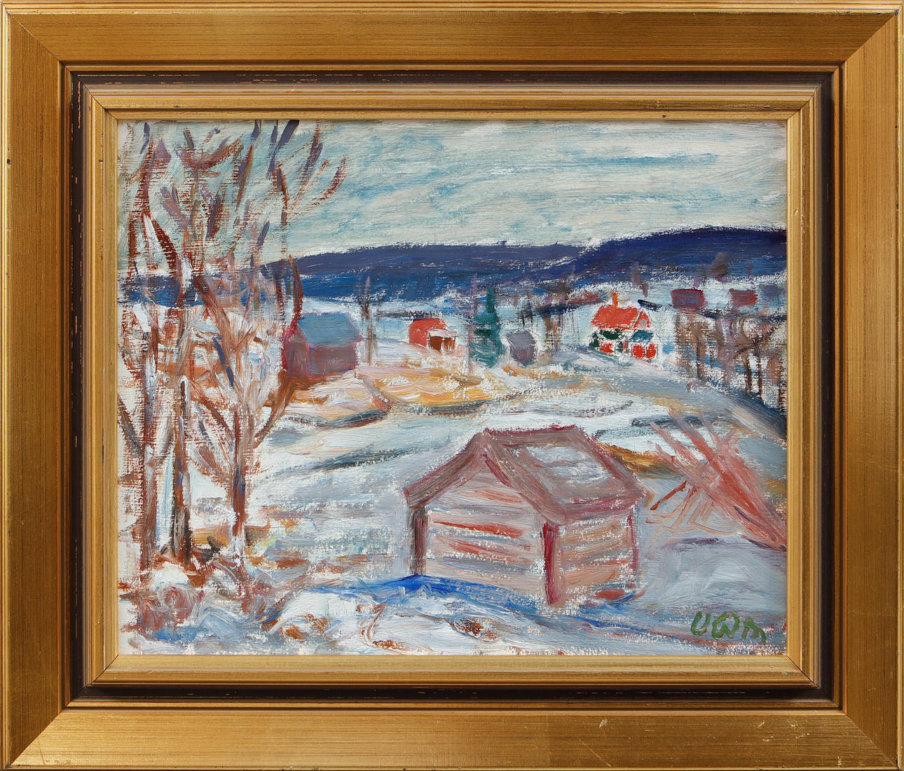 ULF WIKSTRÖM. Building, oil on panel, monogram signed.