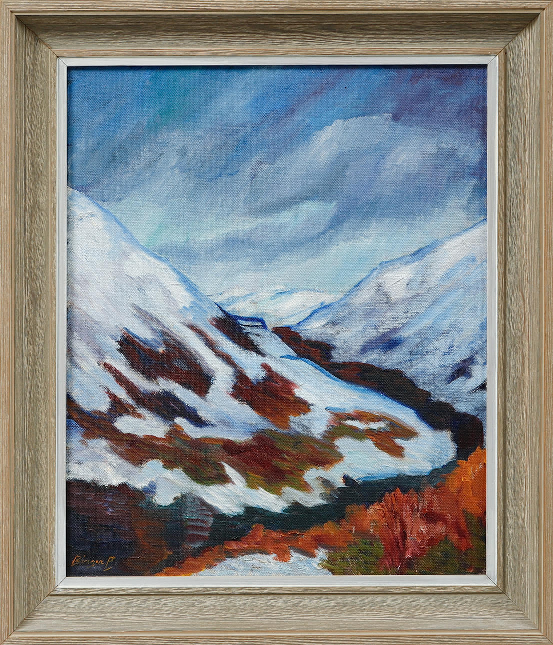 OIDENTIFIERAD KONSTNÄR. Mountain landscape, oil on canvas, signed Birger P.