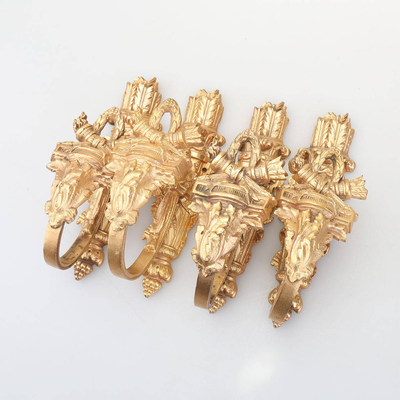 CURTAIN COVERS, 4 pcs, metal, circa 1900.