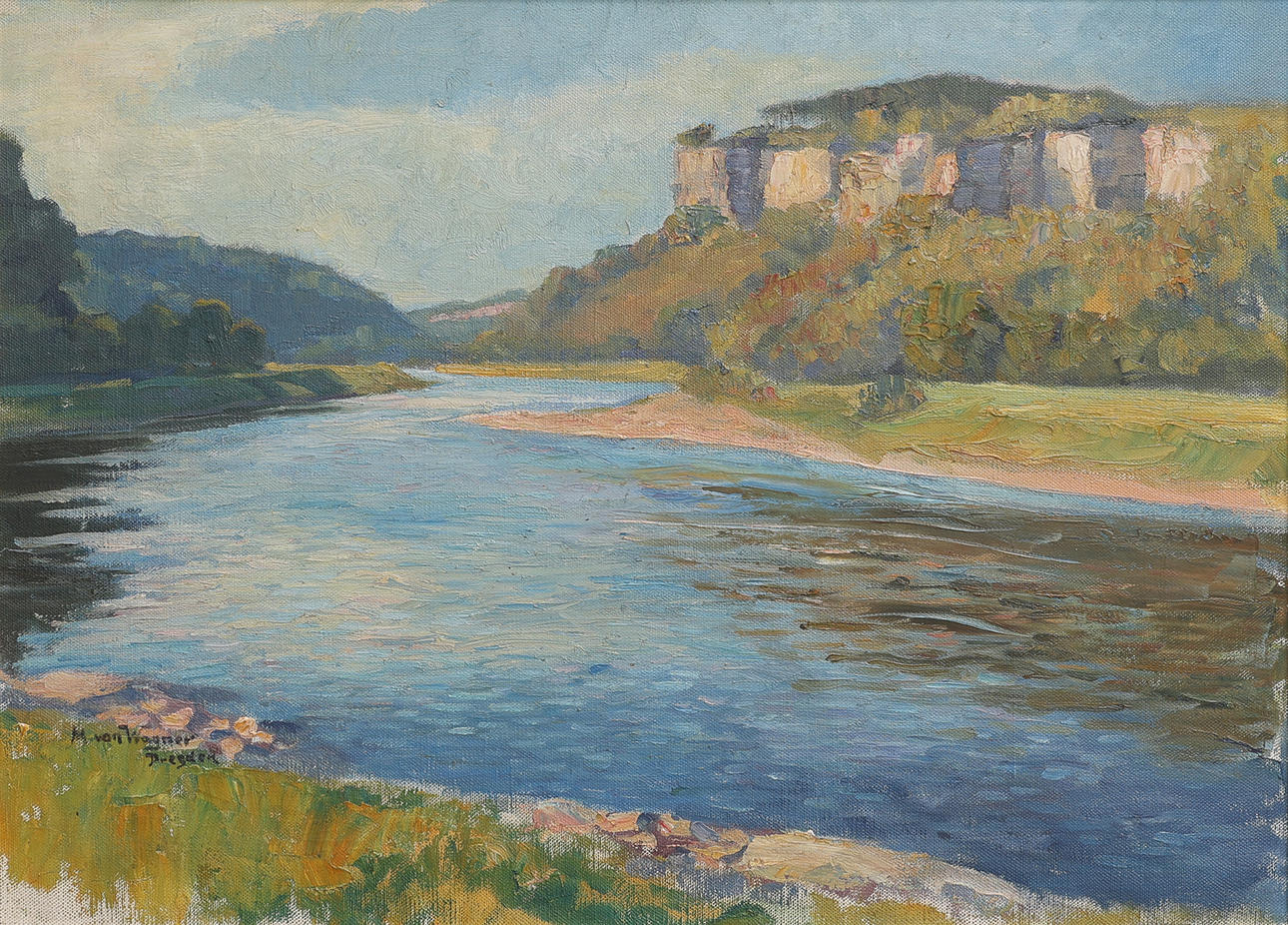 MELANIE VON WAGNER. ELBE AT THE BASTEI CLIFFS.