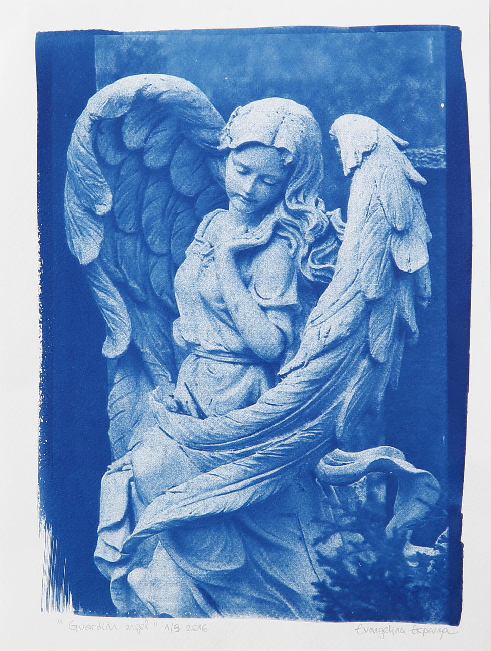 EVANGELINA ESPARZA. ”Guardian angel" färglitografi, signerad, numrerad 1/3 samt daterad 2016.