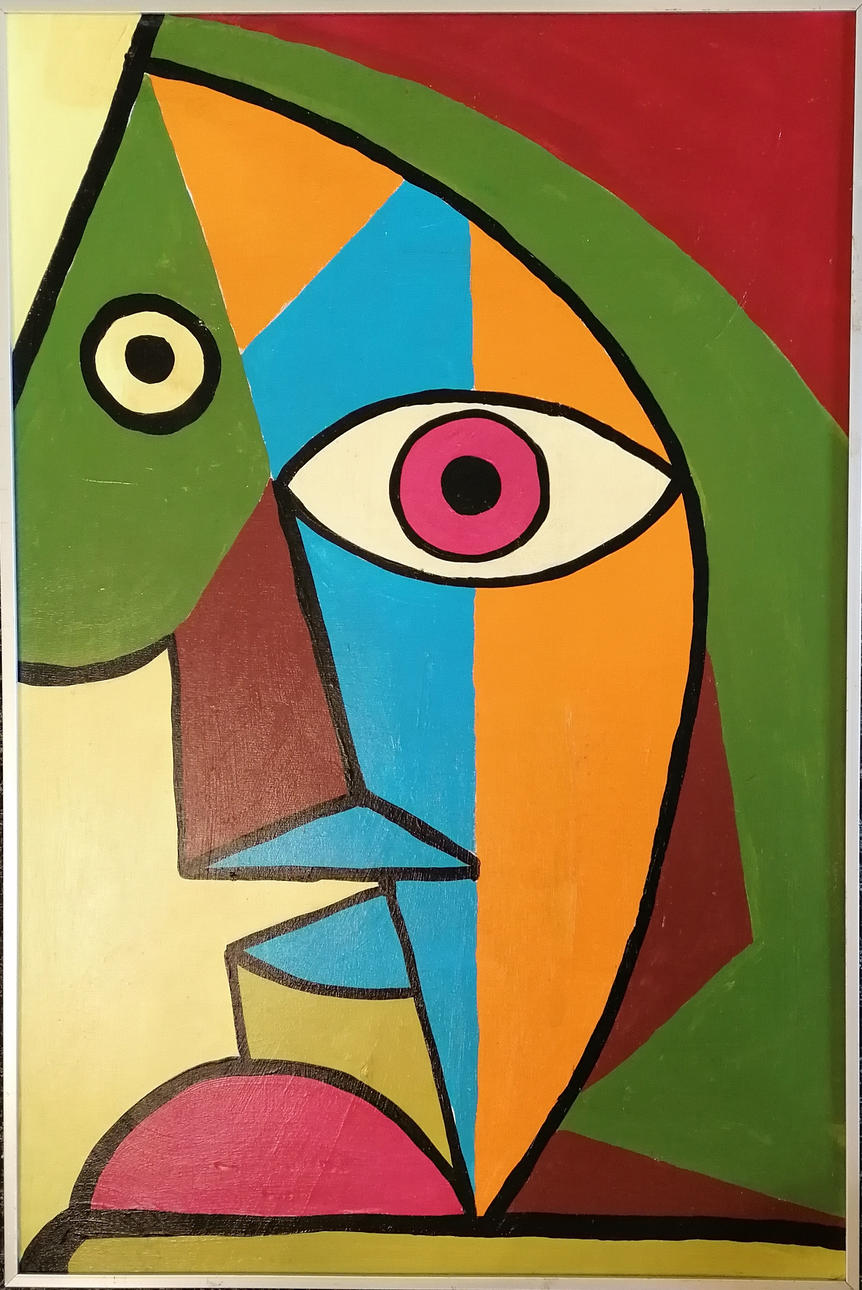 *SAMTIDA KUBISTISK PORTRÄTTOLJEMÅLNING.