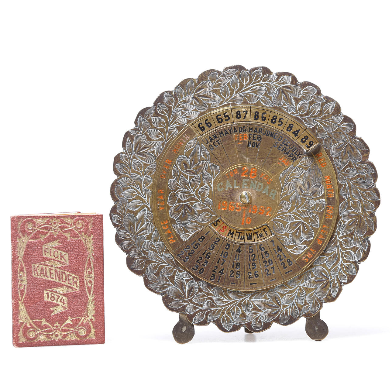 KALENDER 1965-1992 OG LOMMEKALENDERÅR 1874.